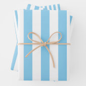 Baby Blauw en Wit Verschillende Maten Vert. Stripe Inpakpapier Vel (In situ)