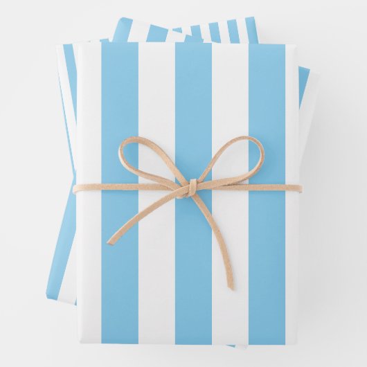 Baby Blauw en Wit Verschillende Maten Vert. Stripe Inpakpapier Vel (In situ)