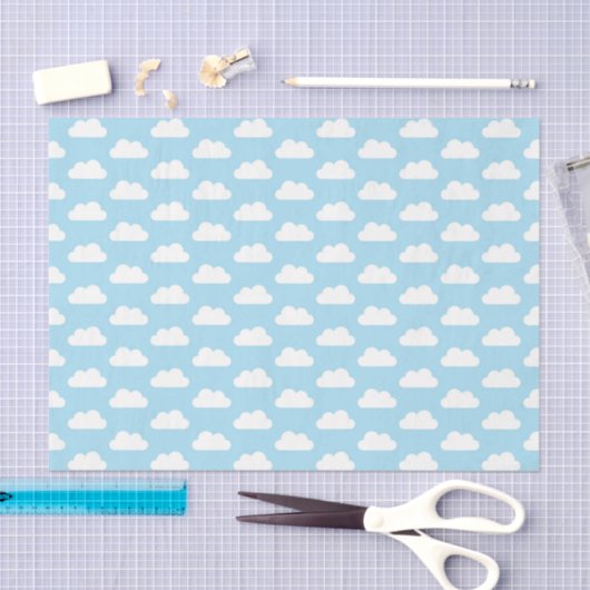 Baby blauw en witte wolk weefsel papier (Craft)