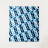 Baby Blauw en Zwart Afstuderen Achtergrond Wandkleed (Voorkant)