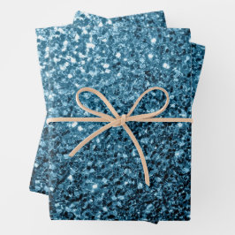 Baby blauw faux glitter schittert inpakpapier vel