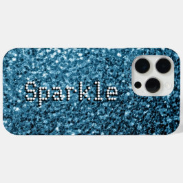 Baby blauw faux glitters schittert Jouw tekst iPhone 15 Pro Max Hoesje