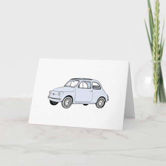 Baby Blauw Fiat 500 de Stijl die van het Potlood Kaart (Voorkant)