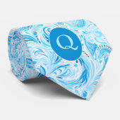 Baby Blauw Floral Monogram Stropdas (Opgerold)