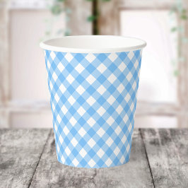 Baby Blauw Gingham Papieren Kopjes Bekers