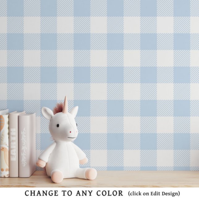 Baby Blauw Gingham Patroon Kwekerij Wallpaper Behang (Creator heeft geüpload)
