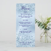Baby Blauw Glitter & Folie Bruiloft Diner Menu Kaa Kaart (Staand voorkant)