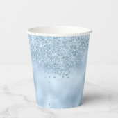 Baby Blauw Glitter & Folie Trouwpapier Cups Papieren Bekers (Achterkant)