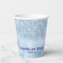 Baby Blauw Glitter & Folie Trouwpapier Cups Papieren Bekers