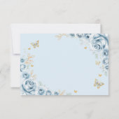 Baby Blauw Goud Bloemen Quinceanera Bedankkaart (Achterkant)