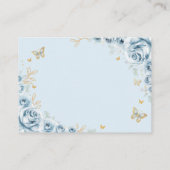 Baby Blauw Goud Bloemen Quinceanera Details Informatiekaartje (Achterkant)