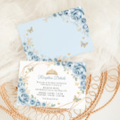 Baby Blauw Goud Bloemen Quinceanera Details Informatiekaartje