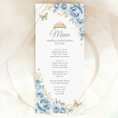 Baby Blauw Goud Bloemen Quinceanera Menu