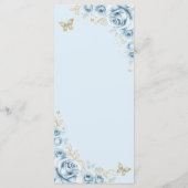 Baby Blauw Goud Bloemen Quinceanera Menu (Achterkant)