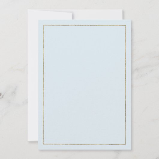 Baby blauw goud glitter pioen bloemen bruiloft kaart (Achterkant)