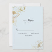Baby blauw goud glitter pioen bloemen RSVP Kaart (Voorkant)