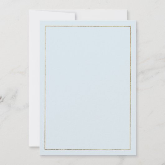 Baby blauw goud glitter pioen bloemen RSVP Kaart (Achterkant)