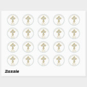 Baby Blauw Goud Jongen Doop Ronde Sticker (Vel)