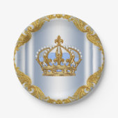 Baby Blauw Goud Prince Baby shower Papier Borden Papieren Bordje (Voorkant)