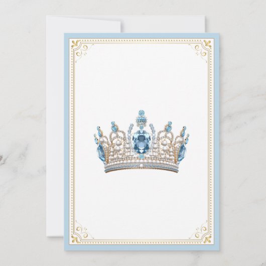 Baby Blauw Goud Sneaker Bal Verjaardagsfeest Kaart (Achterkant)