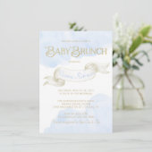 Baby Blauw Goud Waterverf Boy Baby shower Brunch Kaart (Staand voorkant)