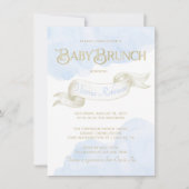Baby Blauw Goud Waterverf Boy Baby shower Brunch Kaart (Voorkant)