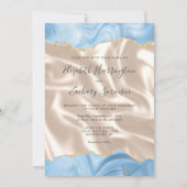 Baby Blauw Gouden Agaat Ivoor Zijde Huwelijk Kaart (Voorkant)