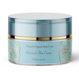 Baby blauw & gouden folie damask cosmetica pot lab