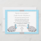 Baby Blauw & Grijze Olifant 🐘 Baby - Christening Kaart (Voorkant)