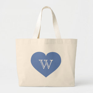 Baby blauw hart monogram grote tote bag