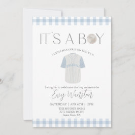 Baby blauw honkbal Oh, jongen baby shower uitnodig Kaart