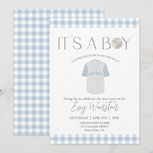 Baby blauw honkbal Oh, jongen baby shower uitnodig Kaart