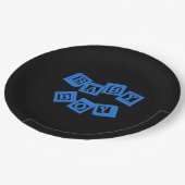 Baby Blauw Hout Alfabet Kubus Blokken Papieren Bordje (Gekanteld)