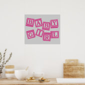 Baby Blauw Hout Alfabet Kubus Blokken Poster (Keuken)