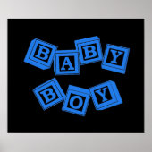 Baby Blauw Hout Alfabet Kubus Blokken Poster (Voorkant)