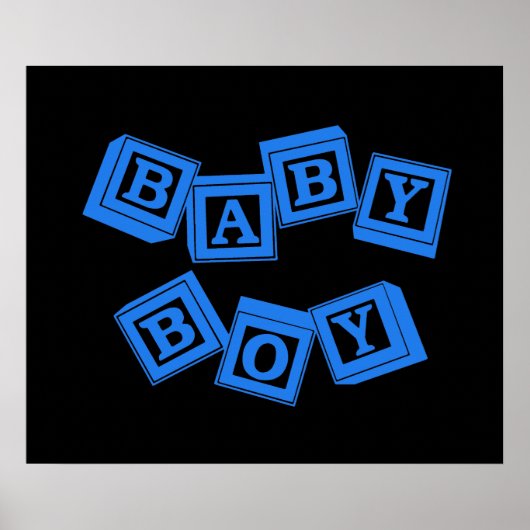 Baby Blauw Hout Alfabet Kubus Blokken Poster (Voorkant)