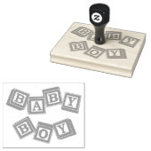 Baby Blauw Hout Alfabet Kubus Blokken Rubberstempel (Gestempeld)