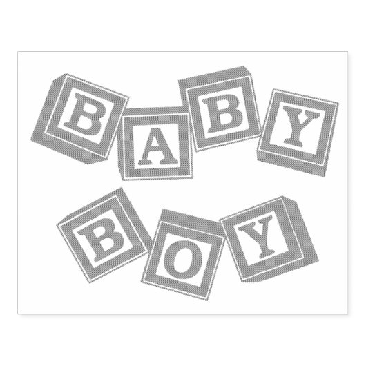 Baby Blauw Hout Alfabet Kubus Blokken Rubberstempel (Afrduk)