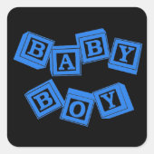 Baby Blauw Hout Alfabet Kubus Blokken Vierkante Sticker (Voorkant)
