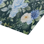 Baby Blauw Ivoor Witte Rozen Bloemen Groen Custom Snijplank (Hoek)