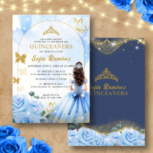 Baby Blauw Jurk Prinses Glitter Quinceañera Kaart