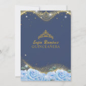 Baby Blauw Jurk Prinses Glitter Quinceañera Kaart (Achterkant)
