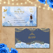Baby Blauw Jurk Prinses Glitter Quinceañera RSVP Informatiekaartje