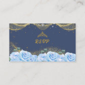 Baby Blauw Jurk Prinses Glitter Quinceañera RSVP Informatiekaartje (Achterkant)