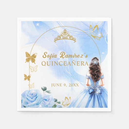 Baby Blauw Jurk Prinses Quinceañera Party Servet (Voorkant)