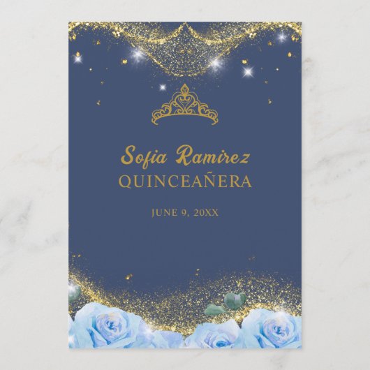 Baby Blauw Jurk Prinses Quinceanera Verjaardagsmen Programmakaart (Achterkant)