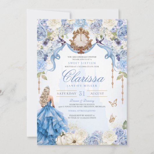 Baby Blauw Koninklijke Prinses Lief Zestien Verjaa Kaart (Voorkant)