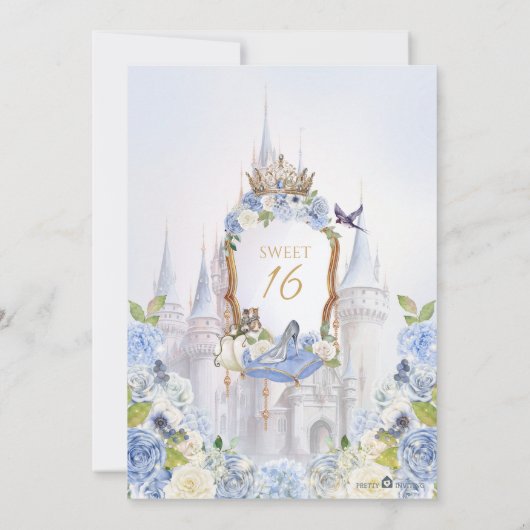 Baby Blauw Koninklijke Prinses Lief Zestien Verjaa Kaart (Achterkant)