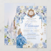 Baby Blauw Koninklijke Prinses Lief Zestien Verjaa Kaart (Voorkant / Achterkant)