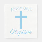 Baby Blauw Kruis met Aangepaste Naam Doop Servet (Voorkant)